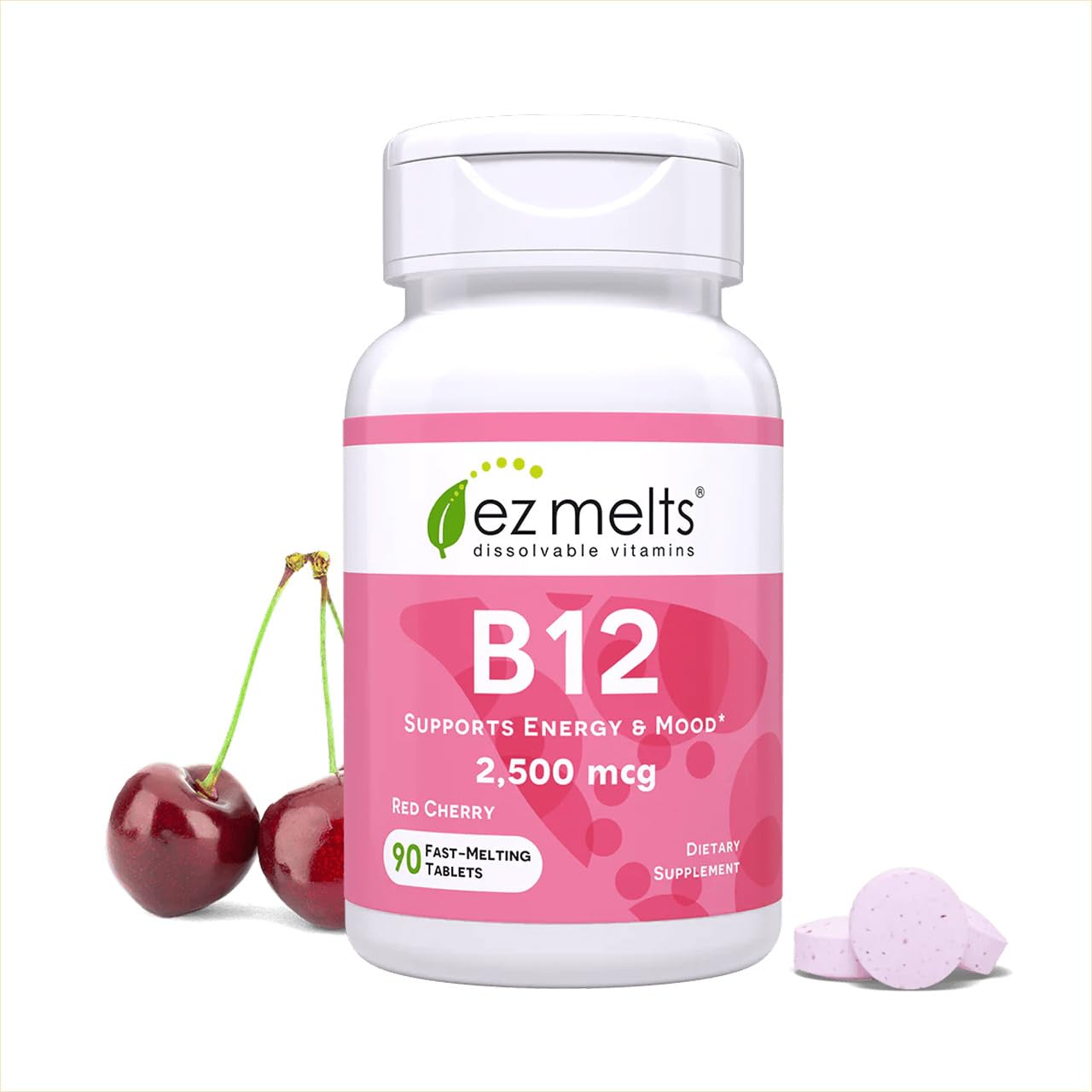 EZ Melts Dissolvable B12 2,500 mcg - Vitamin B12 for Energy & Immune Support - Non-GMO, Vegan & Gluten-Free EZ Melts