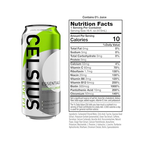 CELSIUS ESSENTIALS, Sparkling Cherry Limeade, Performance Energy Drink 16 Fl Oz CELSIUS buy australia supplements