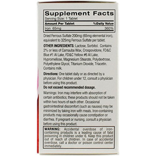 Feosol Original Iron Supplement Tablets, Non-heme, 65mg Iron per Pill, 1 Per Day, 120ct, 4 Month Supply, for Energy and Immune System Support, Made in USA Feosol
