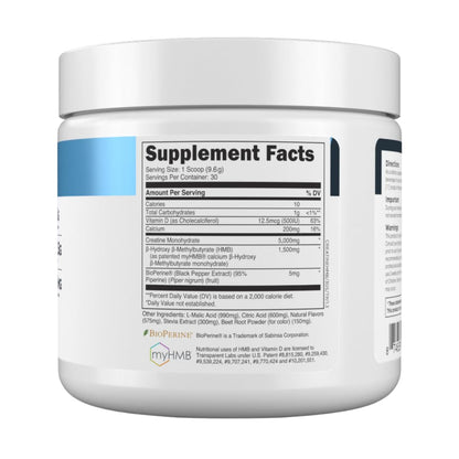 Transparent Labs Creatine HMB - Creatine Monohydrate Powder with HMB for Muscle Growth, Increased Strength, Enhanced Energy Output, and Improved Athletic Performance - 30 Servings, Unflavored