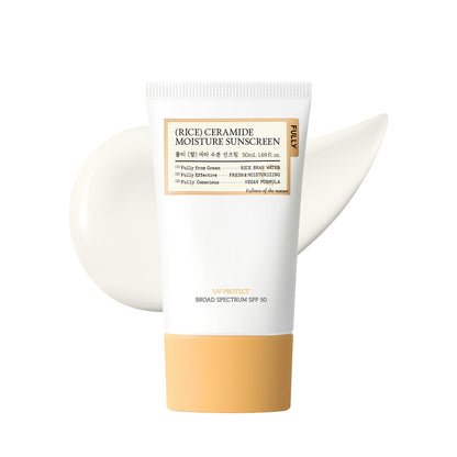 FULLY Rice Ceramide Moisture Sunscreen, SPF 50, No White Cast, 1.69 fl oz FULLY