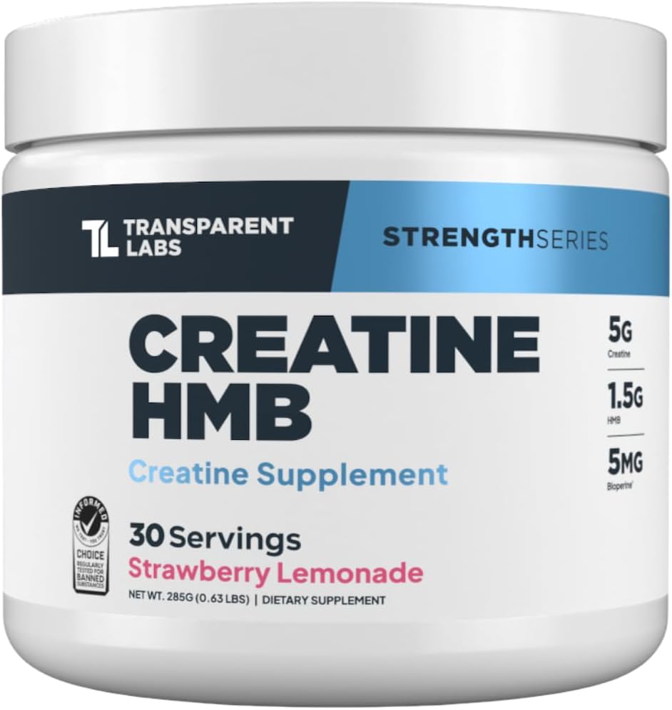 Transparent Labs Hydrate Electrolytes Powder (40 Servings, Peach Mango) & Creatine HMB (30 Servings, Strawberry Lemonade)