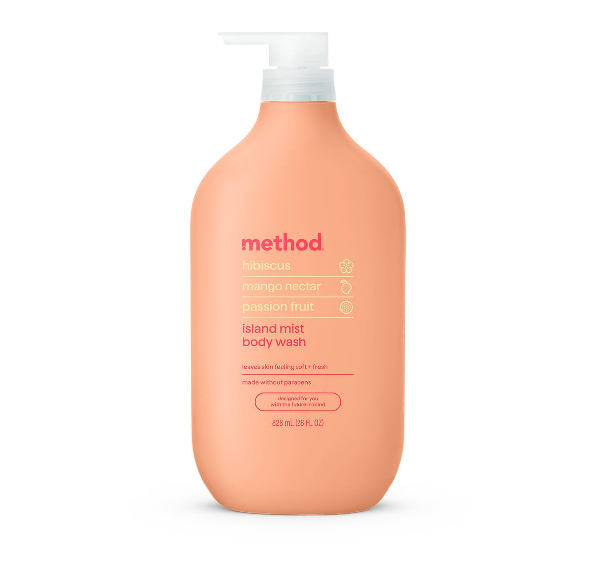 Method Body Wash, Island Mist-Leaves Skin Feeling Soft & Moisturized, Made Without Parabens, Notes of Hibiscus, Mango Nectar & Passion Fruit, 28 fl oz Method
