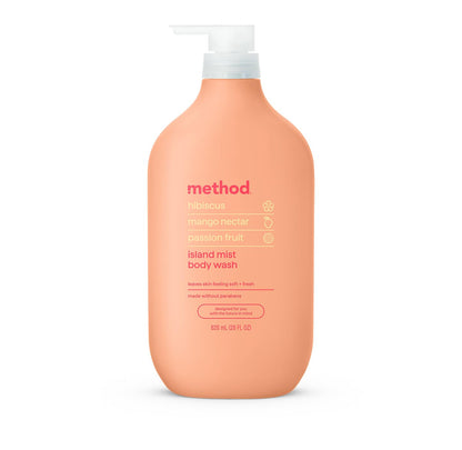 Method Body Wash, Island Mist-Leaves Skin Feeling Soft & Moisturized, Made Without Parabens, Notes of Hibiscus, Mango Nectar & Passion Fruit, 28 fl oz Method