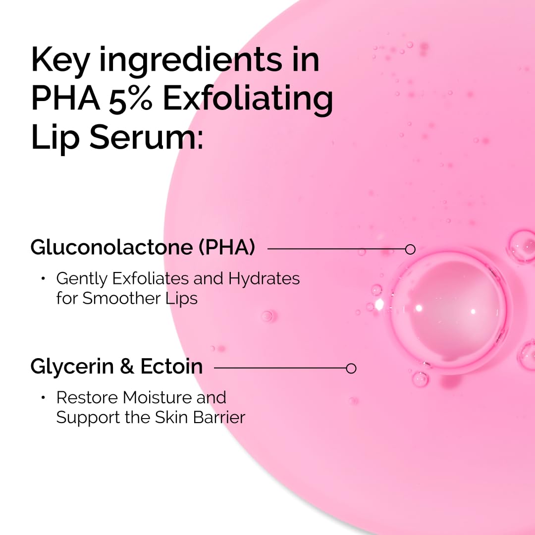 The Ordinary PHA 5% Exfoliating Lip Serum, Hydrating Overnight Lip Exfoliator Treatment, 0.5 Fl Oz The Ordinary