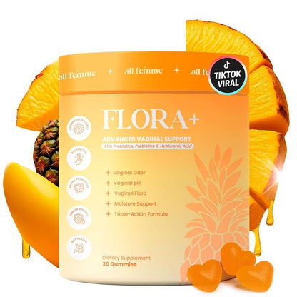 ALLFEMME Flora+ Women’s Vaginal Probiotic Gummies for pH Balance, Odor and Freshness Support with Prebiotics & Hyaluronic Acid ALLFEMME