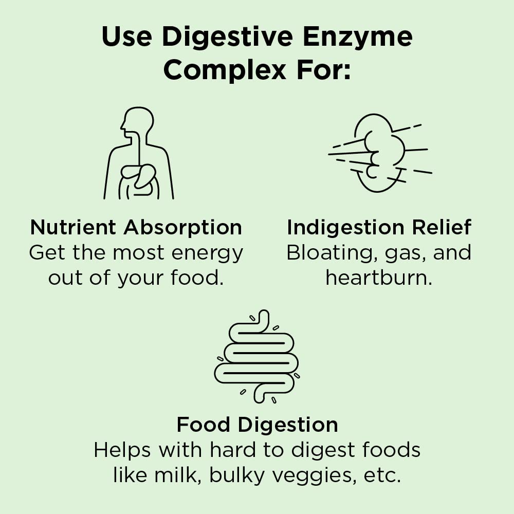 nbpure Vegan Digestive Enzyme Complex – Daily Bloating, Gas, & Food Digestive Support for Women & Men – 12 Enzymes & 3 Herbs – Lactase, Protease, Lipase nbpure
