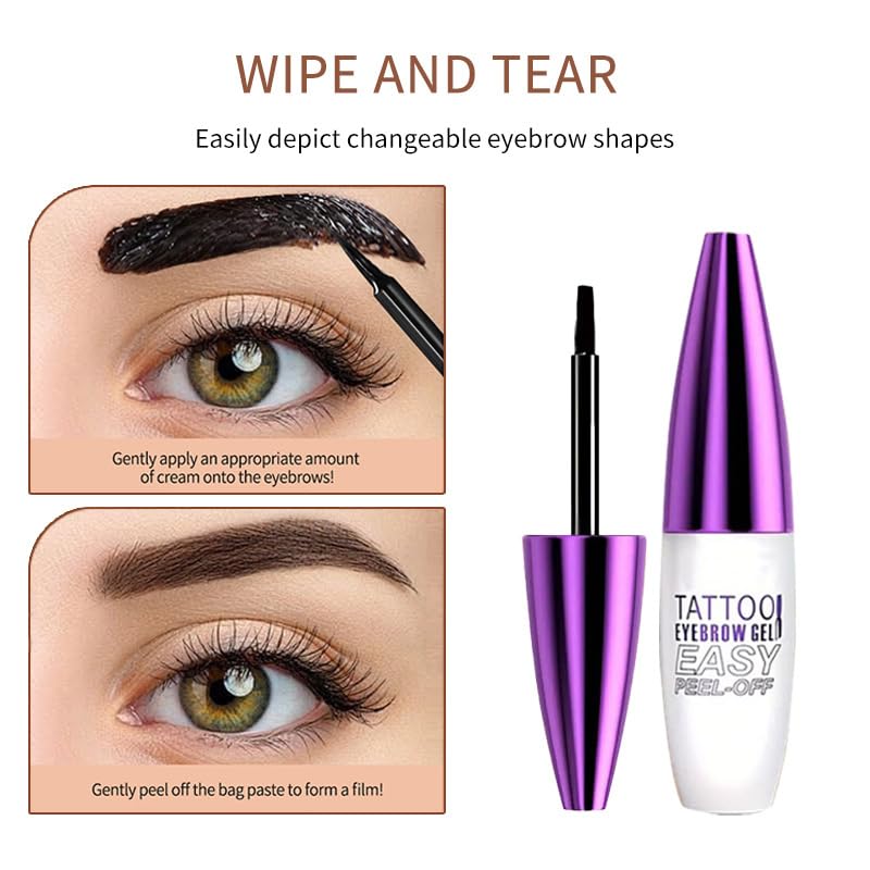 2Pcs Dark Brown Peel Off Brow Tint Gel - Waterproof & Sweatproof Tattoo Effect, Transfer-Resistant Multi-Day Wear, All Skin Types Mother’s Day Women's Day Gift Set GHFCZOO