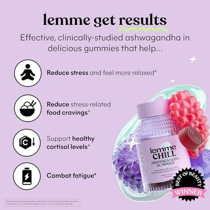 Lemme Chill & Sleep Bundle - Stress Relief Gummies with KSM-66 Ashwagandha & Deep Sleep Gummies with Melatonin and Magnesium to Fall Asleep Faster - Gluten-Free and Non-GMO (Variety Pack of 2)