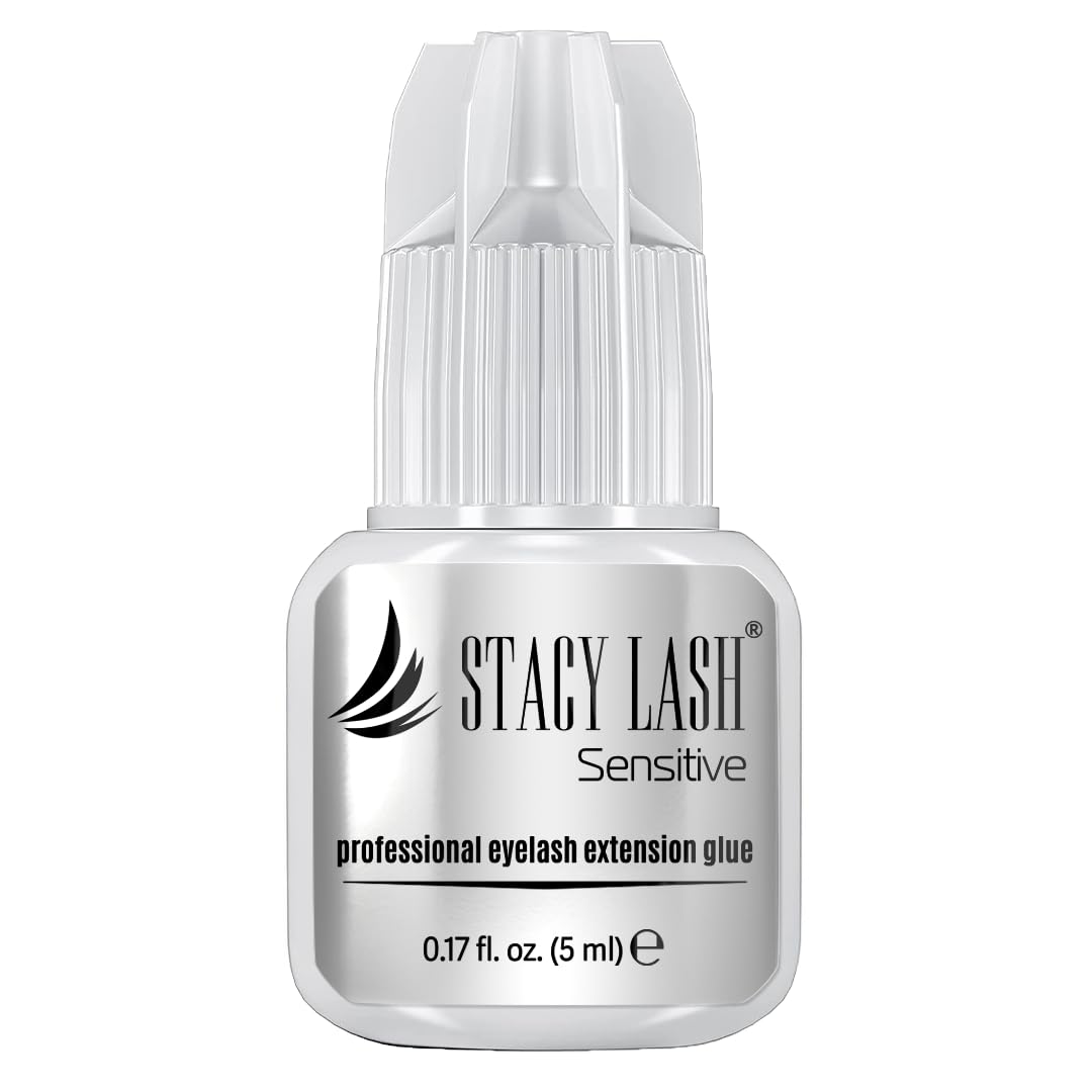 STACY LASH Sensitive Eyelash Extension Glue 0.17fl.oz/5ml / 5-6 Sec Drying time/Retention – 4-5 Weeks/Black Adhesive/Lash Tech Supplies STACY LASH