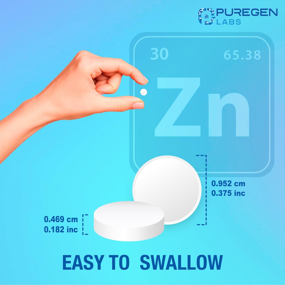 Zinc 220mg [High Potency] Supplement – Zinc Sulfate for Immune Support System 100 Tablets P Puregen Labs