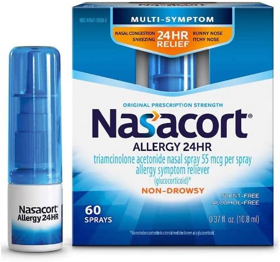Nasacort Allergy 24 Hr Multi-Symptom Nasal Allergy Spray - 60 Sprays, Pack of 4 Gsupps Australia
