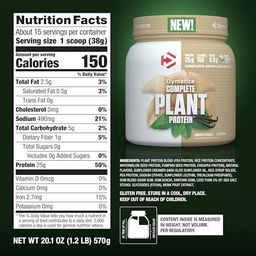 Dymatize Vegan Plant Protein, Smooth Vanilla, 25g Protein, 4.8g BCAAs, Complete Dymatize buy australia supplements