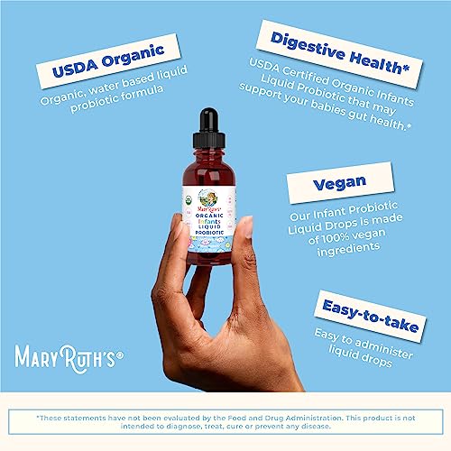 MaryRuth Organics USDA Organic Infant Liquid Probiotic Drops | Baby Essentials | Probiotics for Infants | Baby Probiotic Drops MARYRUTH'S