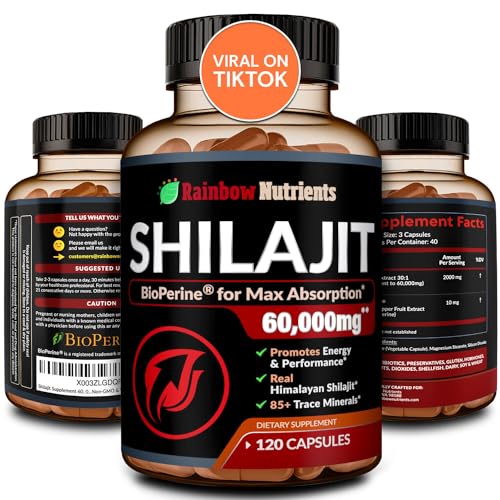 Pure Himalayan Shilajit Capsules Supplement (60,000mg+ Absorption Enhancer+50% Rainbow Nutrients, LLC buy australia supplements
