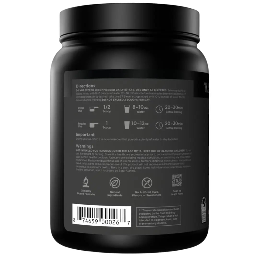 Transparent Labs Bulk Black Pre Workout - Clinically Dosed, Sugar Free Preworkout for Men and Women with Beta Alanine Powder, Citrulline Malate Transparent Labs