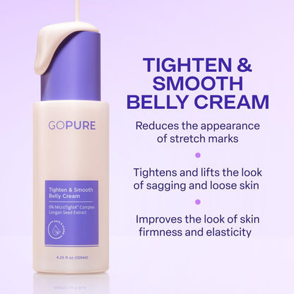 goPure Firming Belly Cream - Body Firming Moisturizer for Visible Cellulite & Stretch Mark Reduction, 4.25oz goPure