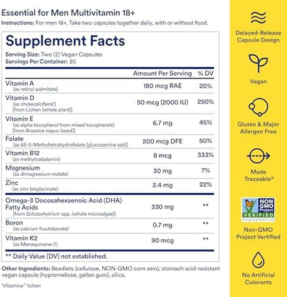 Ritual Women's and Men's 18+ Daily Muiltivitamin - Key Essential Vitamins and Minerals to Support Energy, Heart, Brain Health - Vegan - Mint - 30 Servings