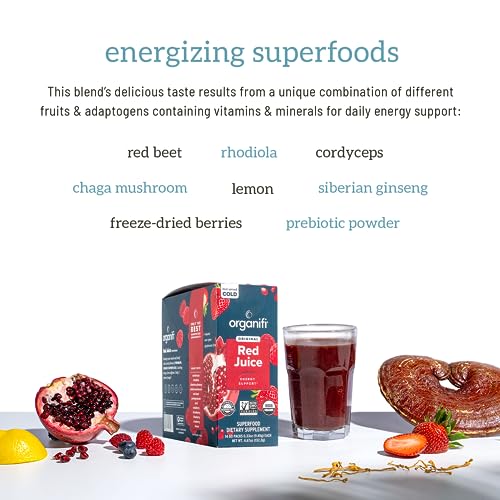Organifi Red Juice - Vegan Energy Powder - Berry-Flavored Adaptogen Drink - Caffeine Organifi buy australia supplements