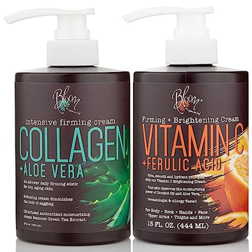 BLOOM Vitamin C Cream + Collagen Cream Body Lotion & Face Moisturizer 2PC Skincare BLOOM IT'S A GREAT SKIN DAY! buy australia supplements