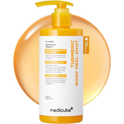 medicube Body Peel Shot with Kojic Acid and Turmeric | Gentle Body Brightening & Exfoliating Serum with BHA, LHA & PHA for Dead Skin Cells medicube