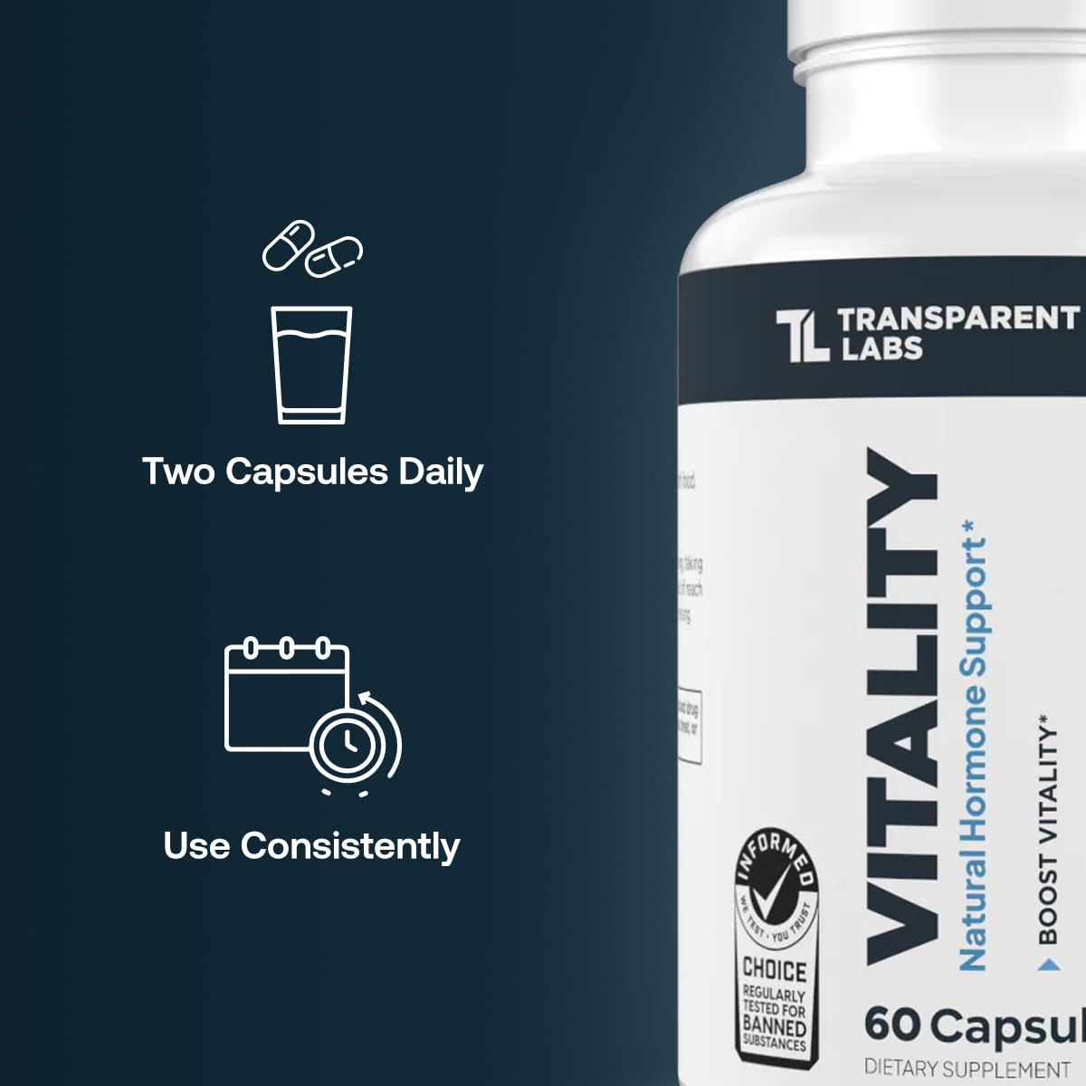 Transparent Labs Vitality Men with Ashwagandha KSM-66, PrimaVie Shilajit Extract, & DIM to Support Vitality, & Bioavailable - 60 Count Transparent Labs