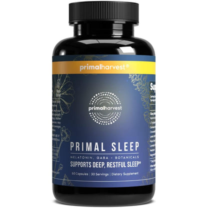 Primal Harvest Primal Sleep Support Supplement for Adults with Melatonin, GABA, Valerian Root, L-Tryptophan, Magnesium Bisglycinate Chelate Primal Harvest