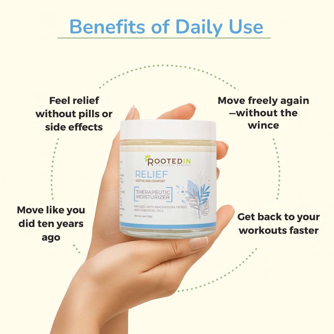Rooted In Relief Magnesium Cream – 500mg Magnesium Chloride per Teaspoon – Enriched with Arnica, Comfrey & Botanical Blend – Targeted Muscle Support & Topical Relaxation – 4 oz Glass Jar Rooted In buy australia supplements