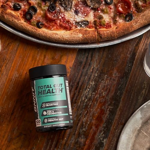 ONNIT Total Gut Health Daily Digestive Support, IGEN Non-GMO Tested Digestion Supplement for Women and Men with 7 Strains of Probiotics, Prebiotics, Enzymes and Betaine HCL, 120 Count