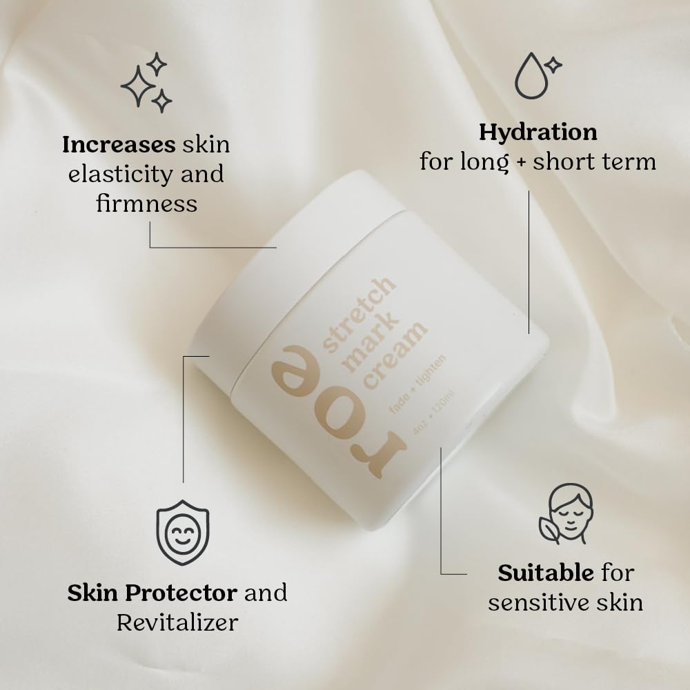 Roe Wellness- Stretch Mark Cream for Pregnancy & Prevention | Great For Moms W/ Sensitive Skin | Plant-Based Hydration, Increases Skin Elasticity and Firmness (Stretch Mark Cream)