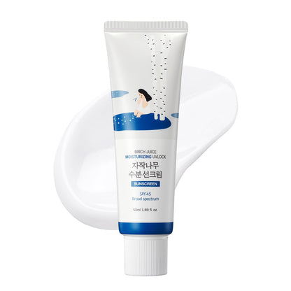ROUND LAB Birch Juice Moisturizing UV LOCK SPF 45, 1.69 Fl Oz, Hydrating Lotion-like Lightweight Glow Sunscreen for Sensitive Skin, No White Cast, Fragrance-Free, Protector Solar, Korean Sunscreen ROUND LAB