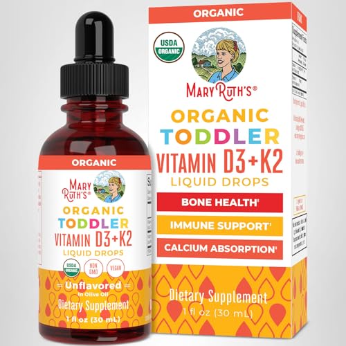 MARYRUTH'S Organics Vitamin D3 | Vitamin K2 | Vitamin D3 K2 Drops | K2 D3 Vitamin Liquid Supplement for Toddlers | Kids Supplement for Calcium Absorption MARYRUTH'S