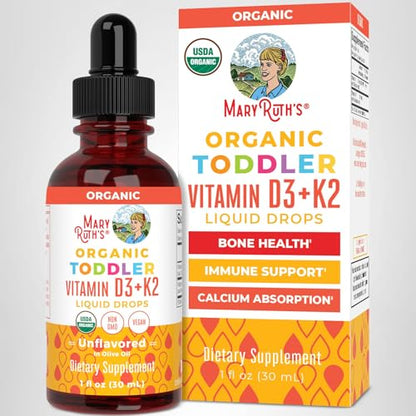 MARYRUTH'S Organics Vitamin D3 | Vitamin K2 | Vitamin D3 K2 Drops | K2 D3 Vitamin Liquid Supplement for Toddlers | Kids Supplement for Calcium Absorption MARYRUTH'S