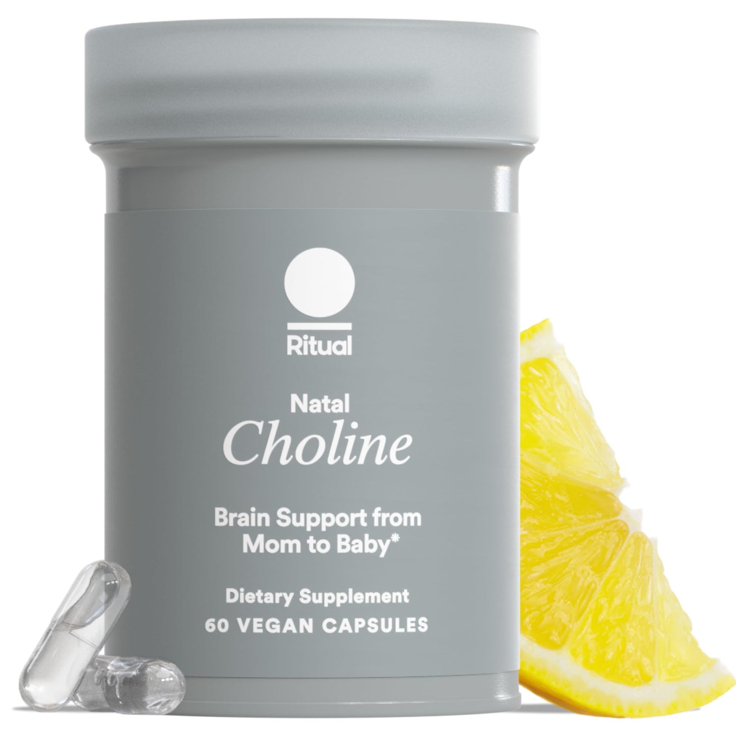 Ritual Natal Choline Supplement - 550mg - to Support Baby’s Cognitive Function When Taken During Pregnancy and Postpartum Choline Content in Breastmilk* - Vegan - Citrus - 60 Capsules - 30 Servings