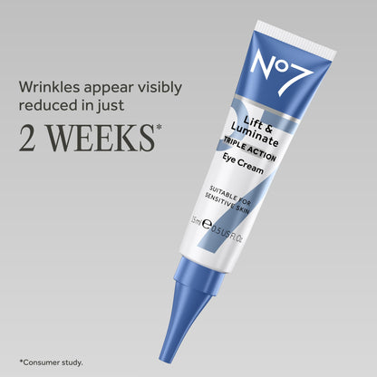 No7 Lift & Luminate Triple Action Under Eye Cream, 0.5 Oz No7