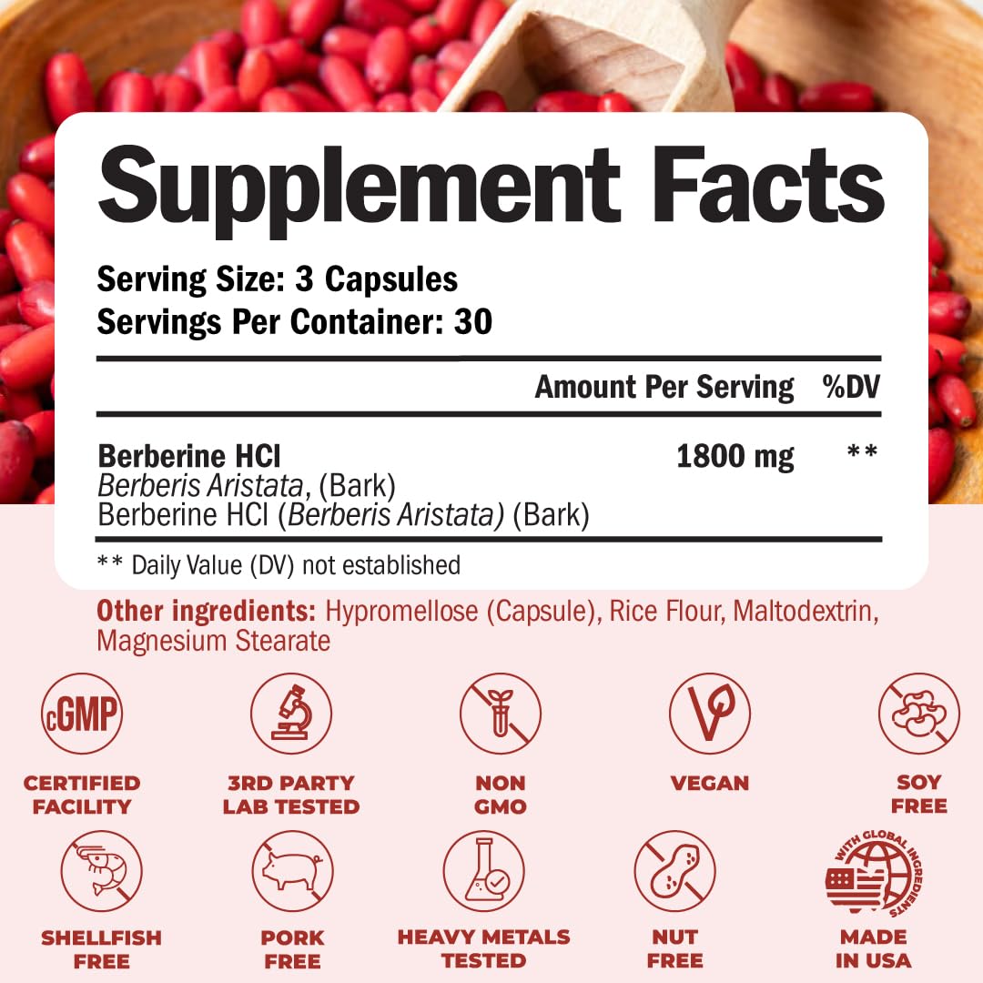 Vimerson Health Berberine Supplement with Third Party Tested Berberine 1800mg - Immune Support Supplement for Cardiovascular, Gastrointestinal Function & Metabolic Aid - Vegan & Non-GMO Vimerson Health buy australia supplements