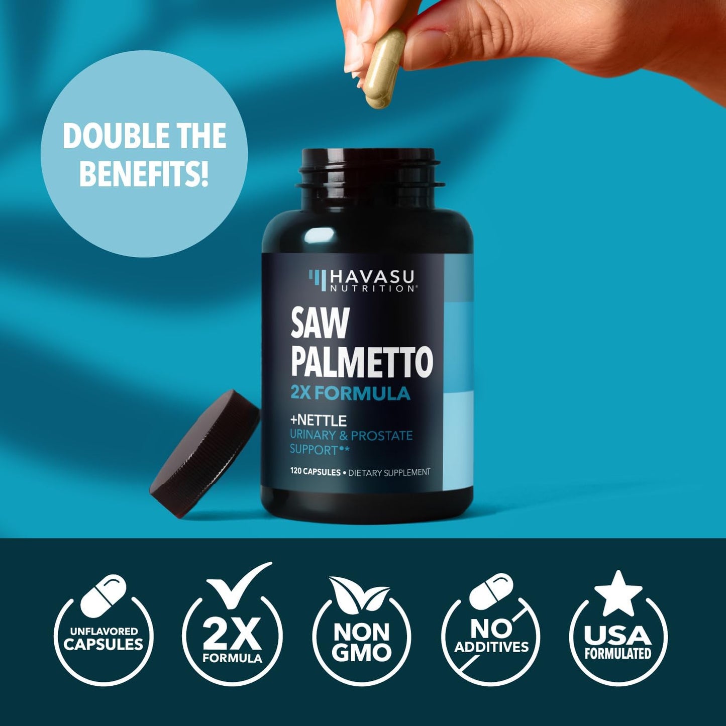 Saw Palmetto and Nettle Root Extract, Prostate Health Supplement, 120 Count | DHT Blocker and Prostate Health Supplement for Men, Supports Urinary Tract Health and Flow, Vegan, Non-GMO, 60-Day Supply Gsupps Australia