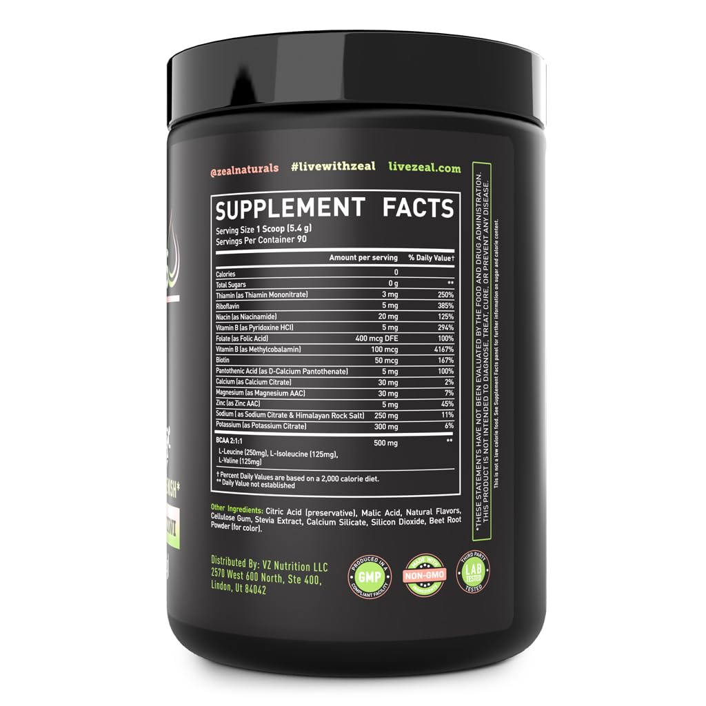 Zeal Electrolyte Powder - 90 Servings | Keto Electrolytes Powder | Zero Sugar, BCAAs, B-Vitamins | Potassium, Zinc, Magnesium Zeal Naturals buy australia supplements