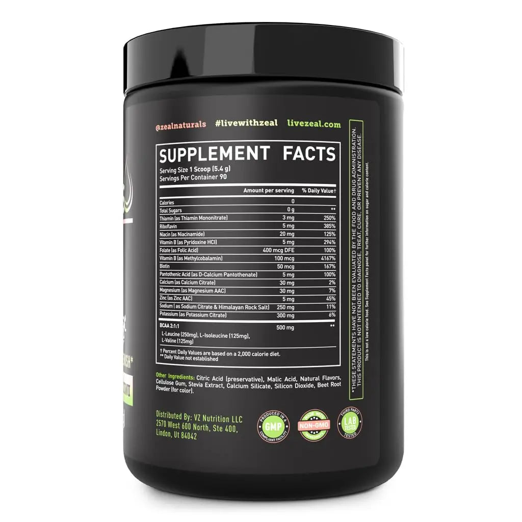 Zeal Electrolyte Powder - 90 Servings | Keto Electrolytes Powder | Zero Sugar, BCAAs, B-Vitamins | Potassium, Zinc, Magnesium Zeal Naturals