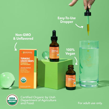 Organic Turmeric Supplement Liquid Drops, Unflavored,1 Fl Oz, 30 Servings | Liquid Turmeric with Black Pepper, USDA Certified, Vegan, Non-GMO 1000mg Curcumin for Movement and Immune Support Gsupps Australia