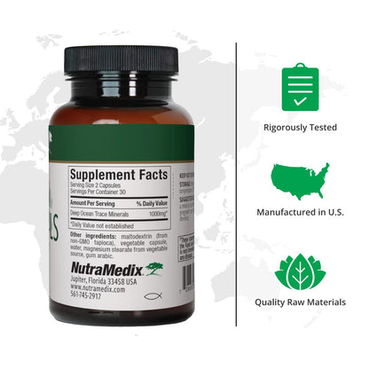 NutraMedix Deep Ocean Trace Minerals 1,000mg - Mineral & Energy Supplements - Magnesium, Zinc, Potassium, Boron, Phosphorus & Manganese NutraMedix