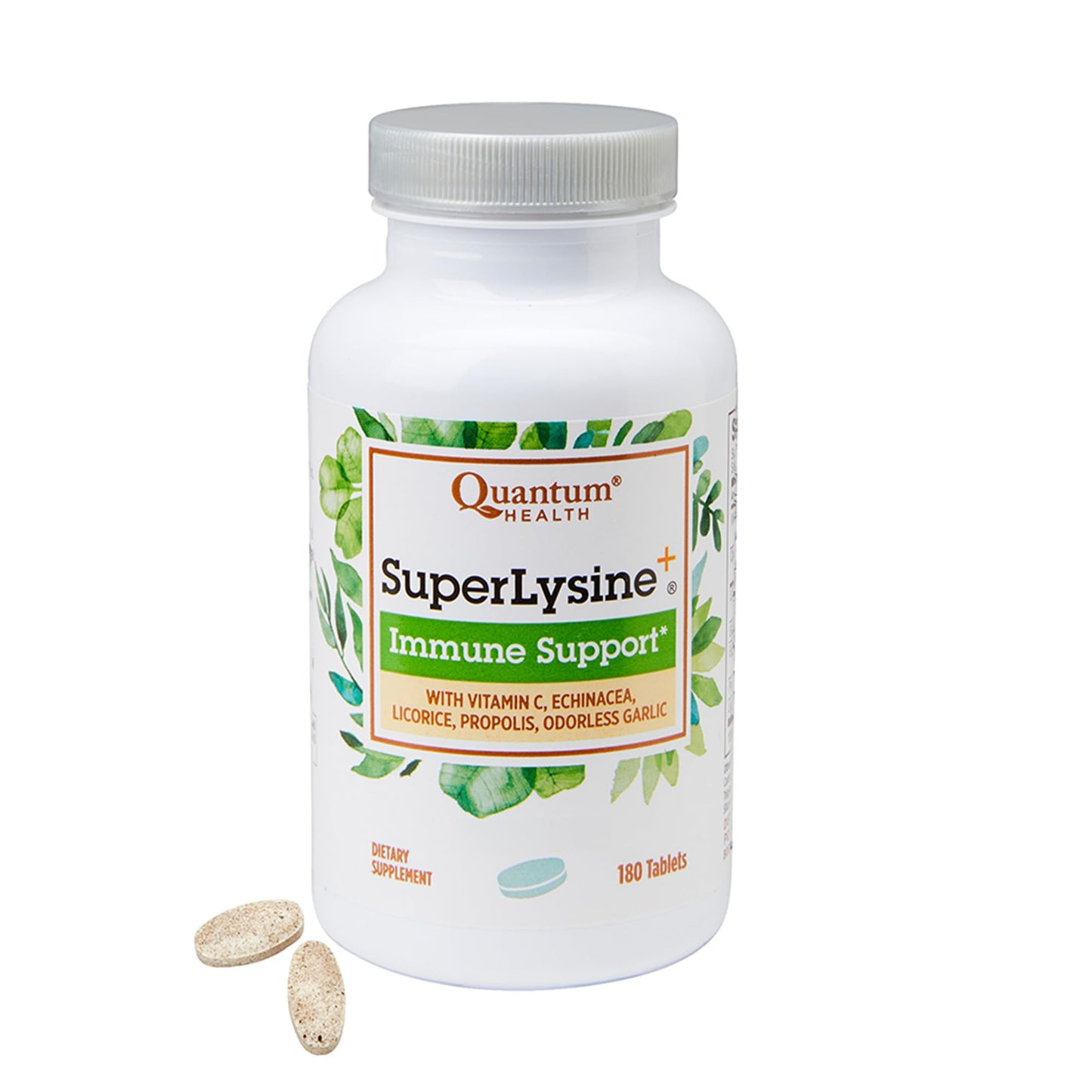 Quantum Health Super Lysine+ / Advanced Formula Lysine+ Immune Support with Vitamin C, Echinacea, Licorice, Propolis, Odorless Garlic Quantum