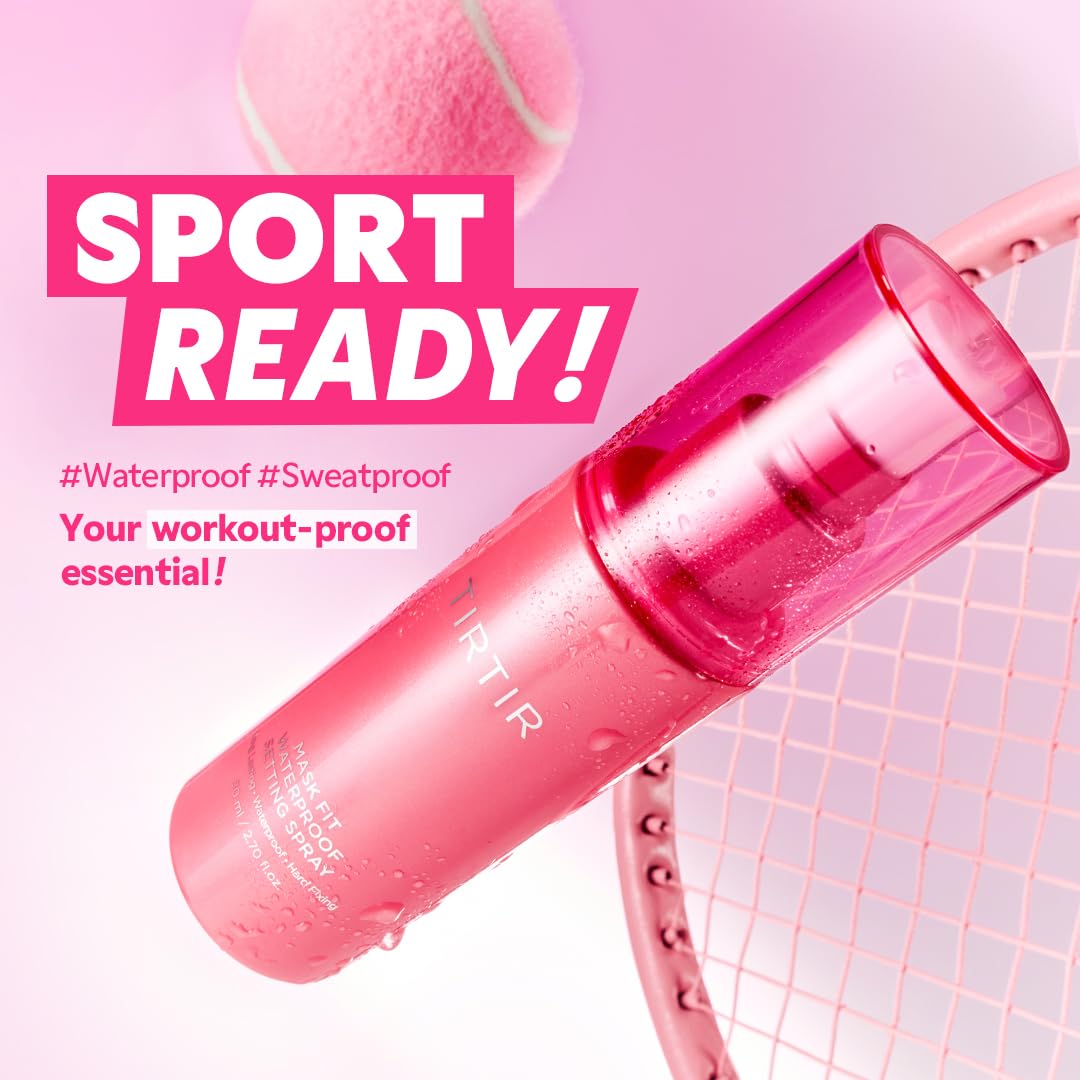 TIRTIR Waterproof Setting Spray – 24 Hour Long Lasting Fix, Sweatproof Water Resistant Makeup Finisher – Ethanol Free, Semi Matte Finish for Oily Skin – Korean Makeup Fixer TIRTIR