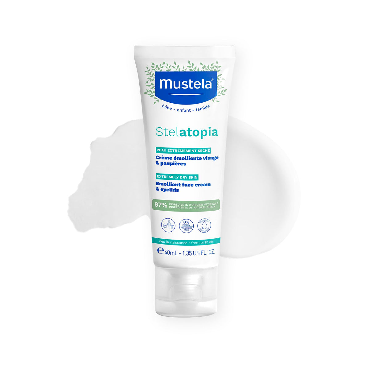 Mustela Stelatopia Eczema-Prone Skin Emollient Baby Face Cream - Face Moisturizer with Natural Avocado & Sunflower Oil - Fragrance-Free - 1.35 fl. oz. Mustela