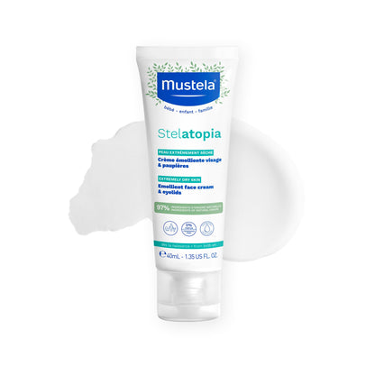 Mustela Stelatopia Eczema-Prone Skin Emollient Baby Face Cream - Face Moisturizer with Natural Avocado & Sunflower Oil - Fragrance-Free - 1.35 fl. oz. Mustela