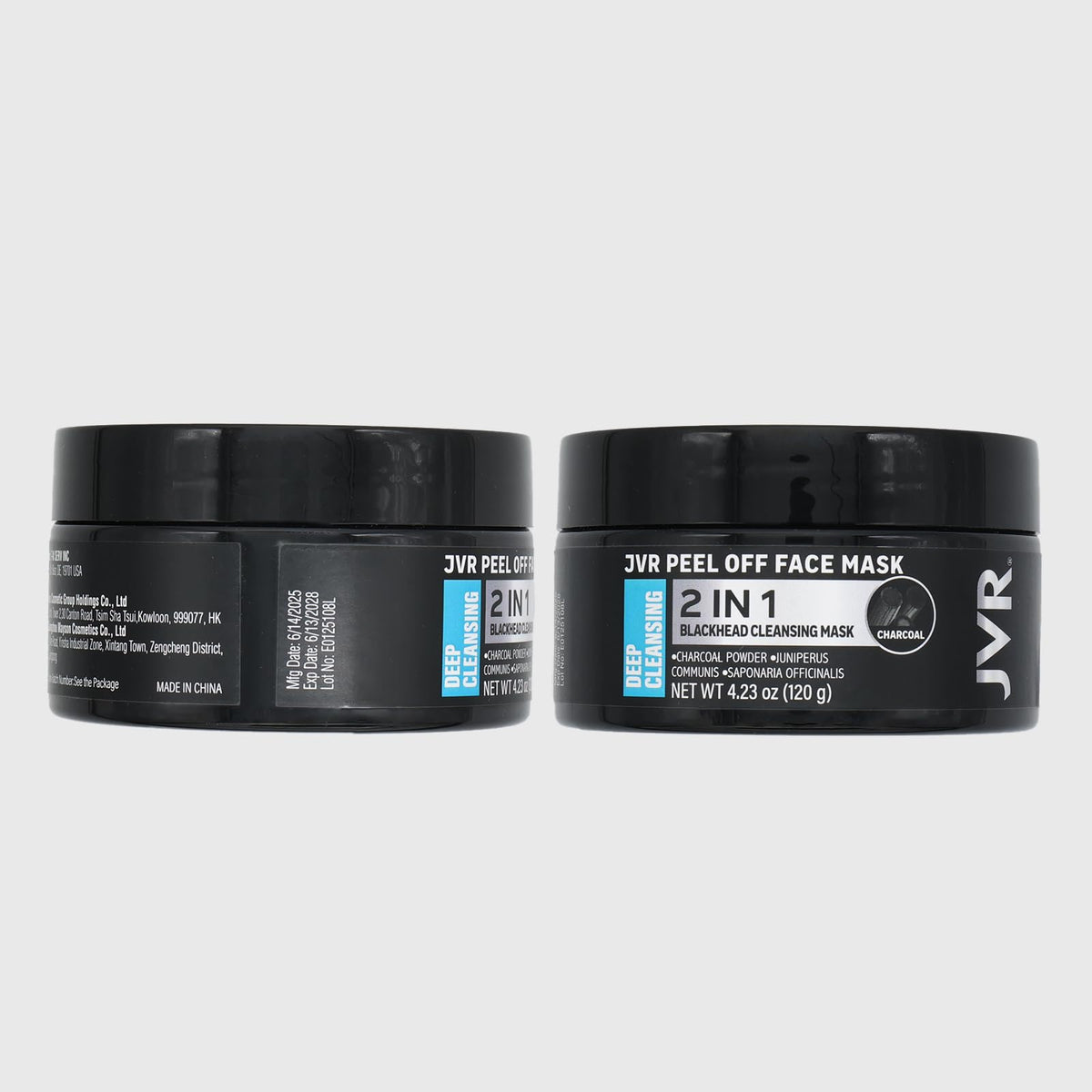 JVR Peel Off Face Mask, Blackhead Mask for Men, Charcoal Peel Off Black Mask, Facial Mask Refreshing and Deep Cleansing for All Skin Types 4.23 OZ JVR