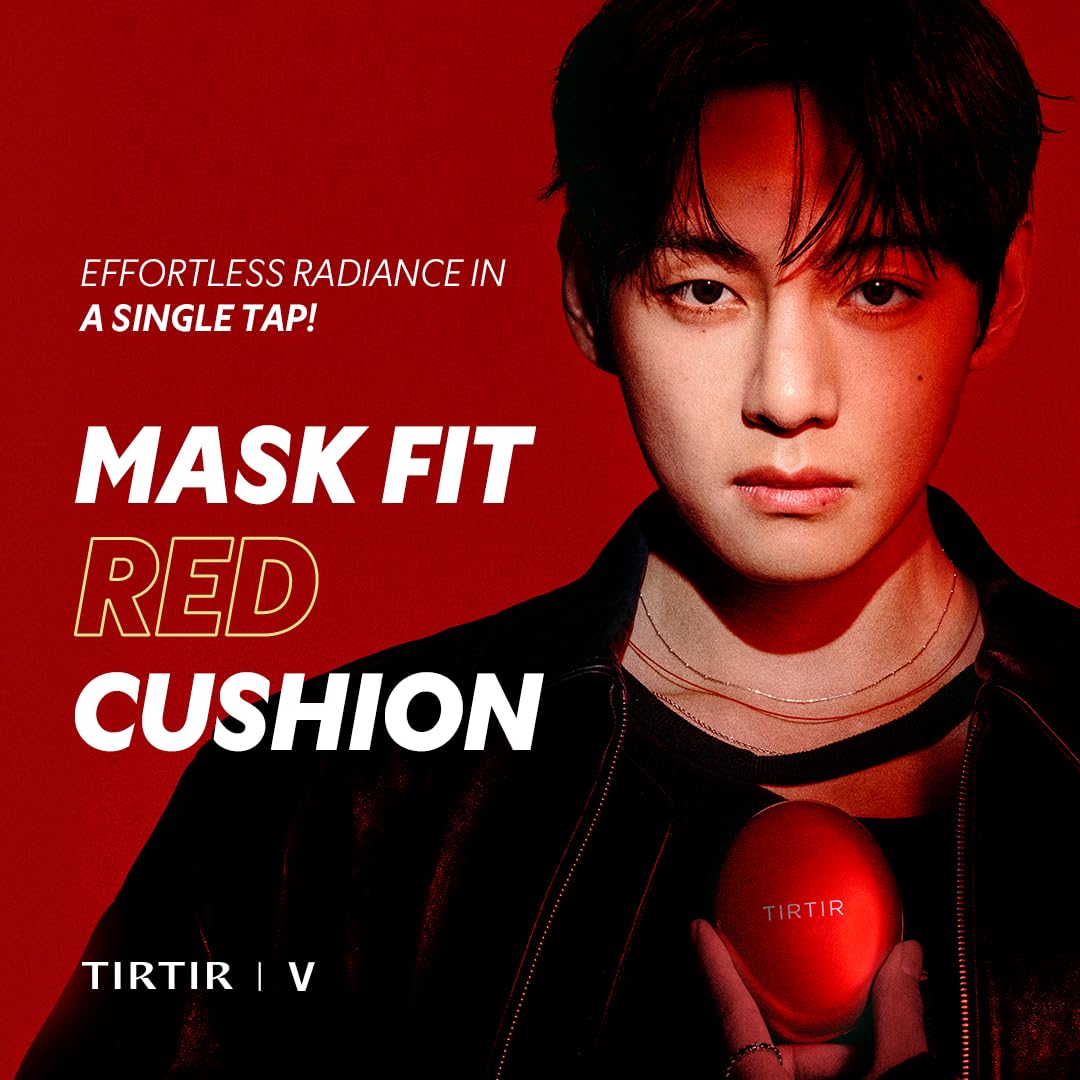 TIRTIR Mask Fit Red Cushion Foundation | Full coverage, Weightless, Skin fit, Satin Glow Finish, Korean Makeup BB Foundation, beauty, Tattoo cover up, Buildable (#21N Ivory, 0.63 Fl Oz) TIRTIR