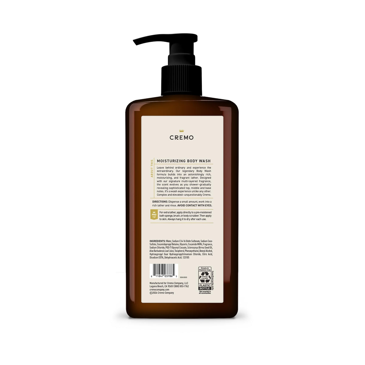 Cremo Body Wash for Men, Italian Bergamot, 32 Fl Oz Cremo