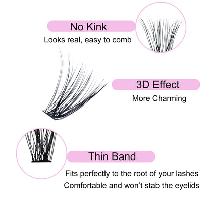 Cluster Lashes 40D Eyelash Clusters Mixed Tray Wispy Lash Clusters Extensions D Cluster Eyelash Extensions Individual Lashes DIY Lash Extension (40D-0.07D-9-16mm) LAUBESS