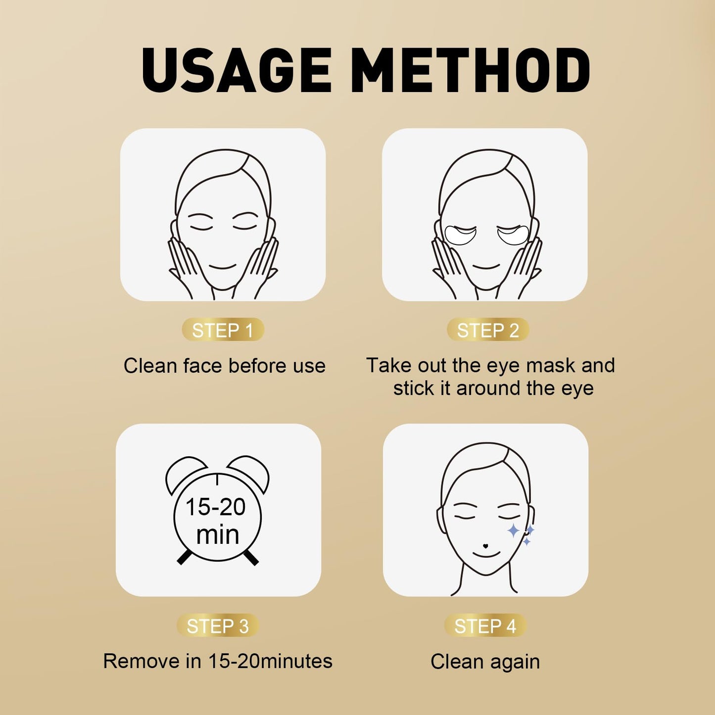 CHMI Under Eye Patches (50 Pairs) - 24K Gold Eye Patches for Puffy Eyes, Dark Circles, EyeBags and Wrinkles CHMI